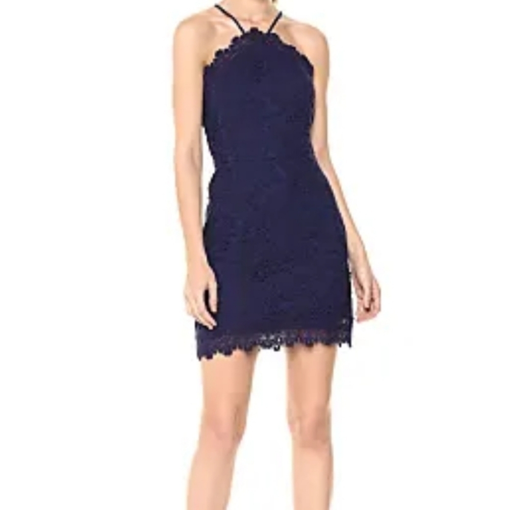 NAVY lace halter dress JOA medium NWOT